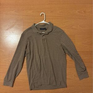 Men's Y2K Style Brown Striped Polo Shirt